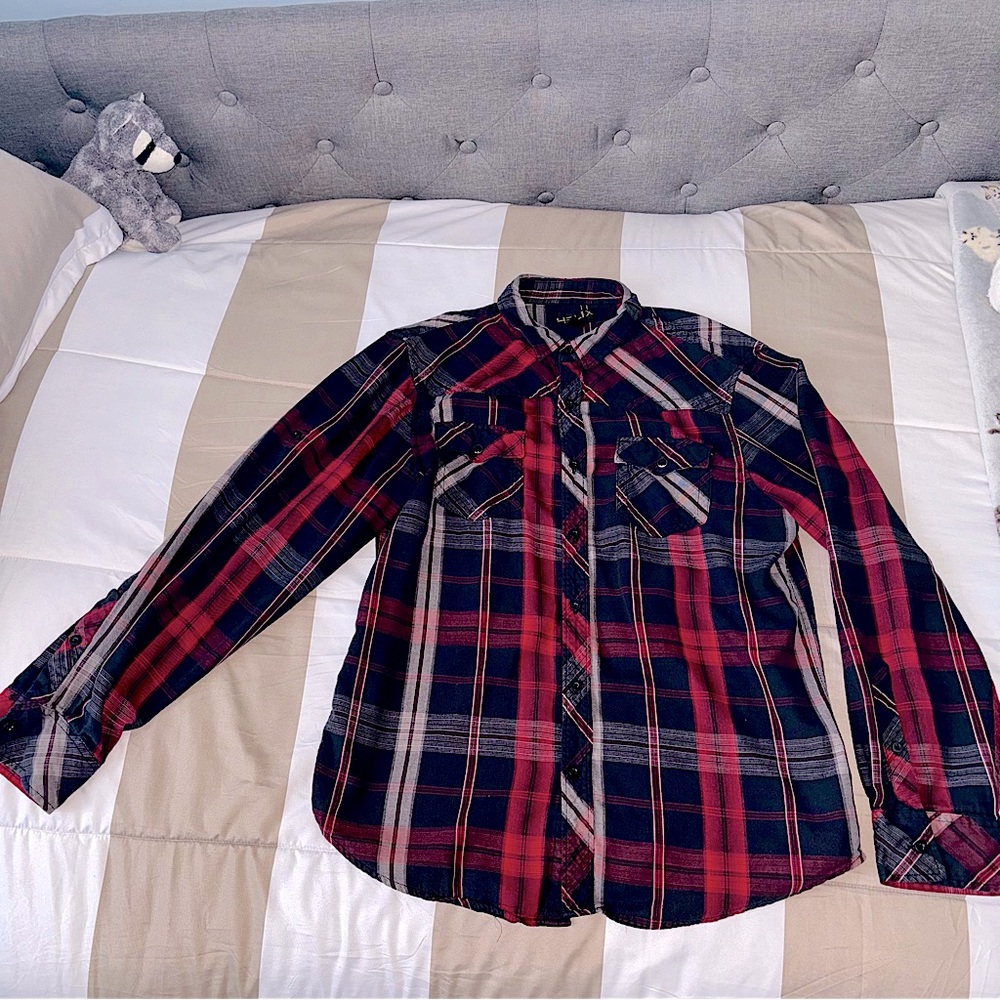 🧡Red and Black Flannel Shirt